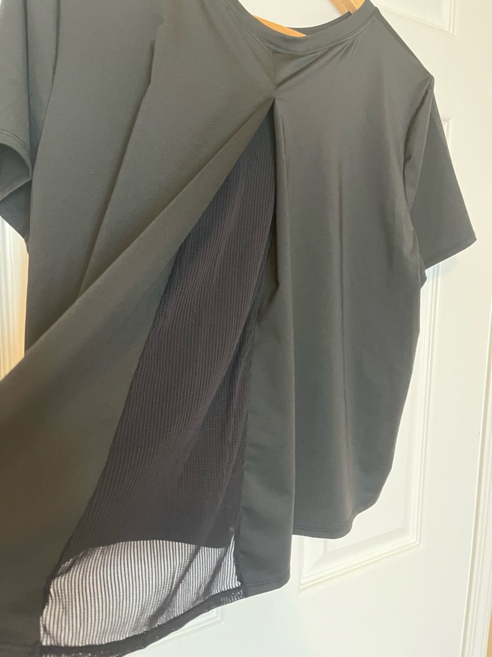 HALARA Black Short Sleeve Pleated Mesh Back Tee - Picture 6 of 15
